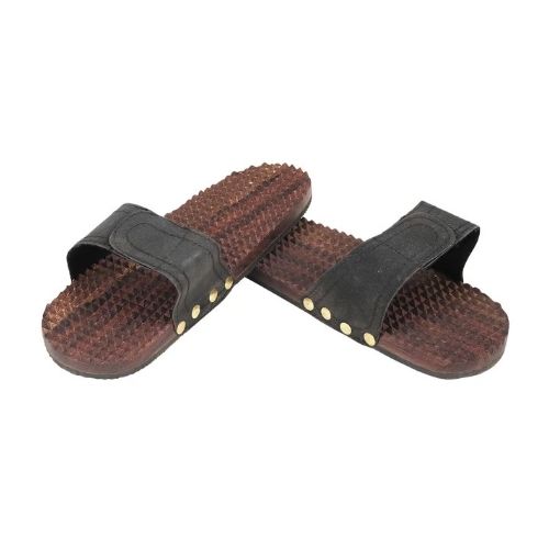 Natural Brown Wooden Acupressure Foot Massager Slippers For Health amp Relaxation