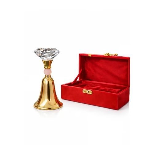 Silver amp Gold Decorative Diamond Crystal Bell Set With Brass Stand