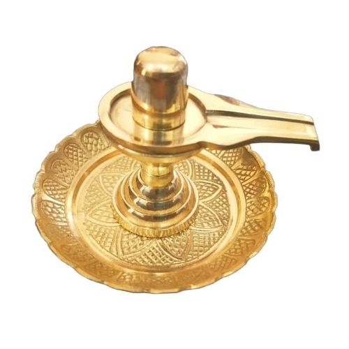 Gold Brass Shivlingam Flower Plate Set