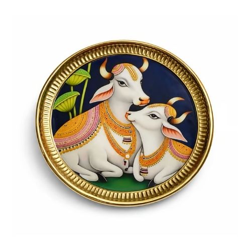 Gold Handcrafted Brass Pooja Thali