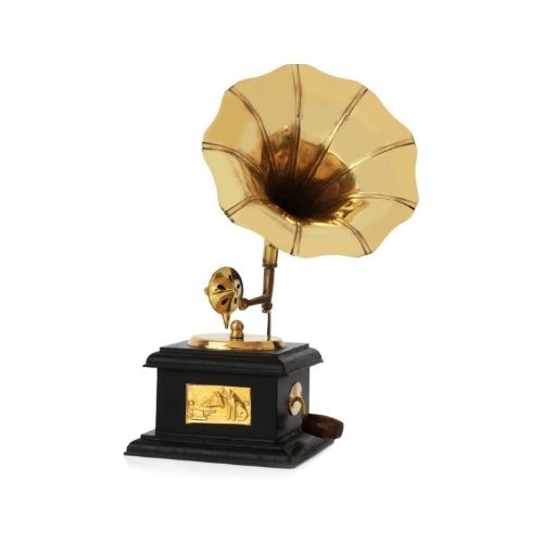 Gold Sparkle Gramophone Decorative Showpiece 