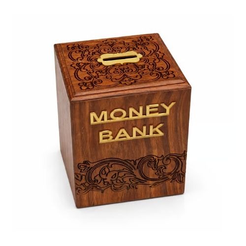 Brown Sheesham Wooden Handmade Kids Coin Saving Gullak Bank